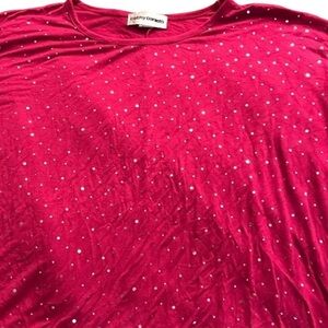 Cathy Daniel’s size large pink 3/4 sleeve tee silver bling, oversized